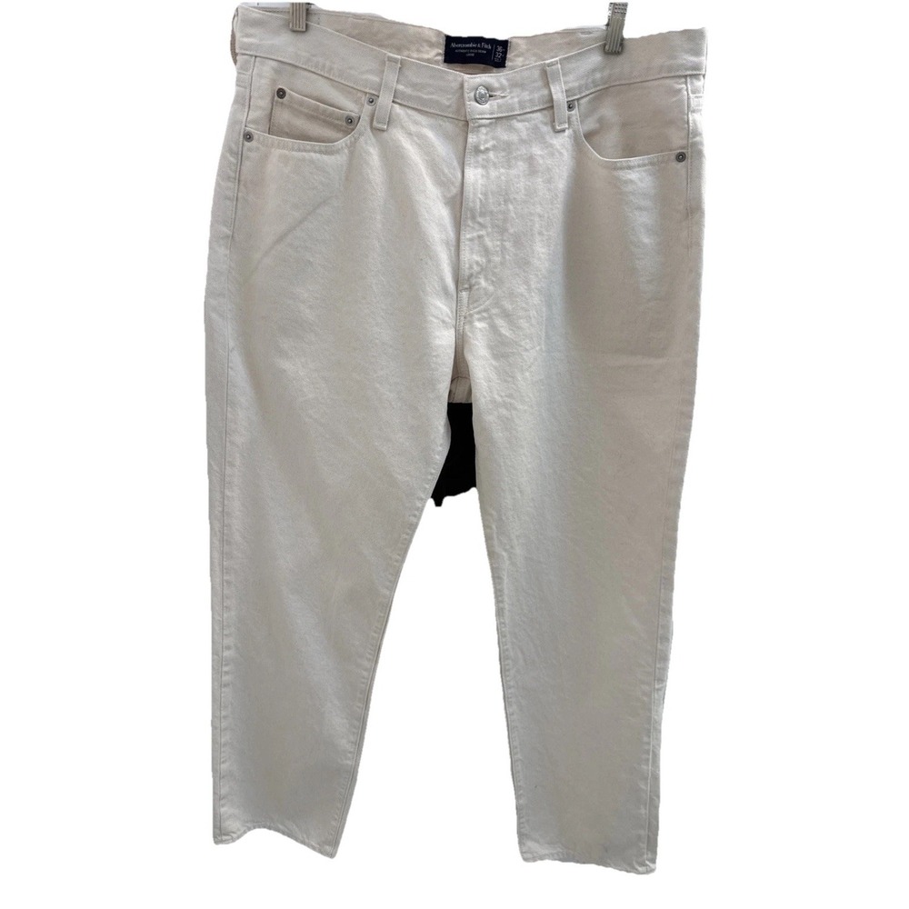 Abercrombie & Fitch Men's Cream Authentic Rigid Loose Jeans Men's Size 36x32 EUC